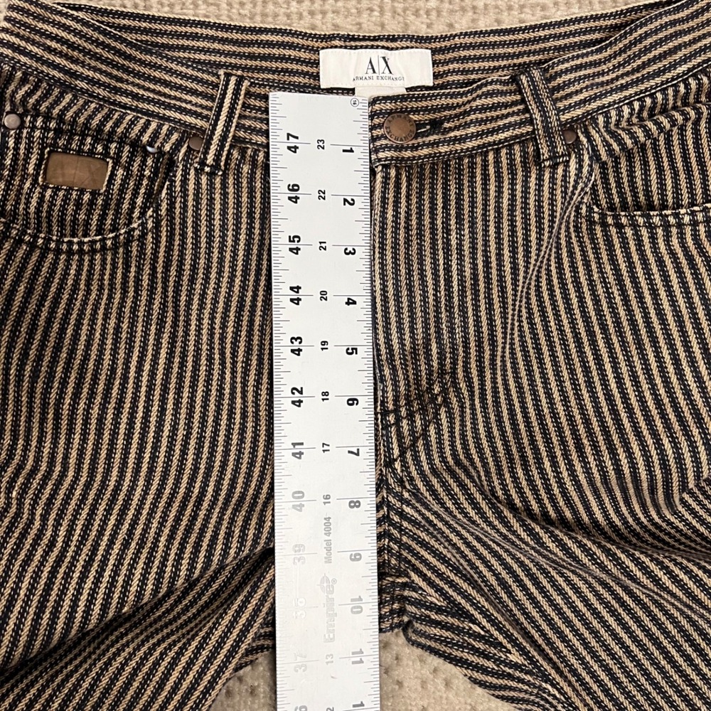 Vintage Armani Exchange Women 30 Hickory Stripe Railroad Straight Leg Jean Brown - Picture 5 of 8